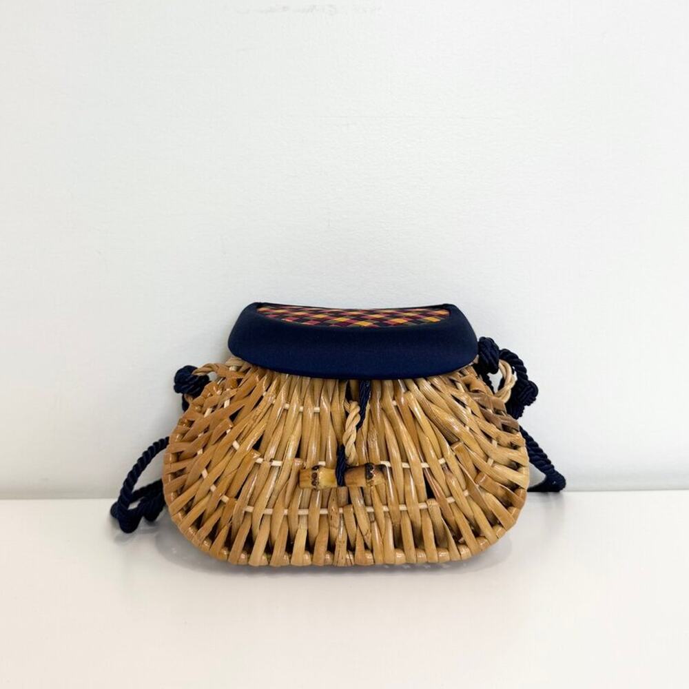 BOTTEGA VENETA VTG Satin Ribbon Crossbody Wicker Bag